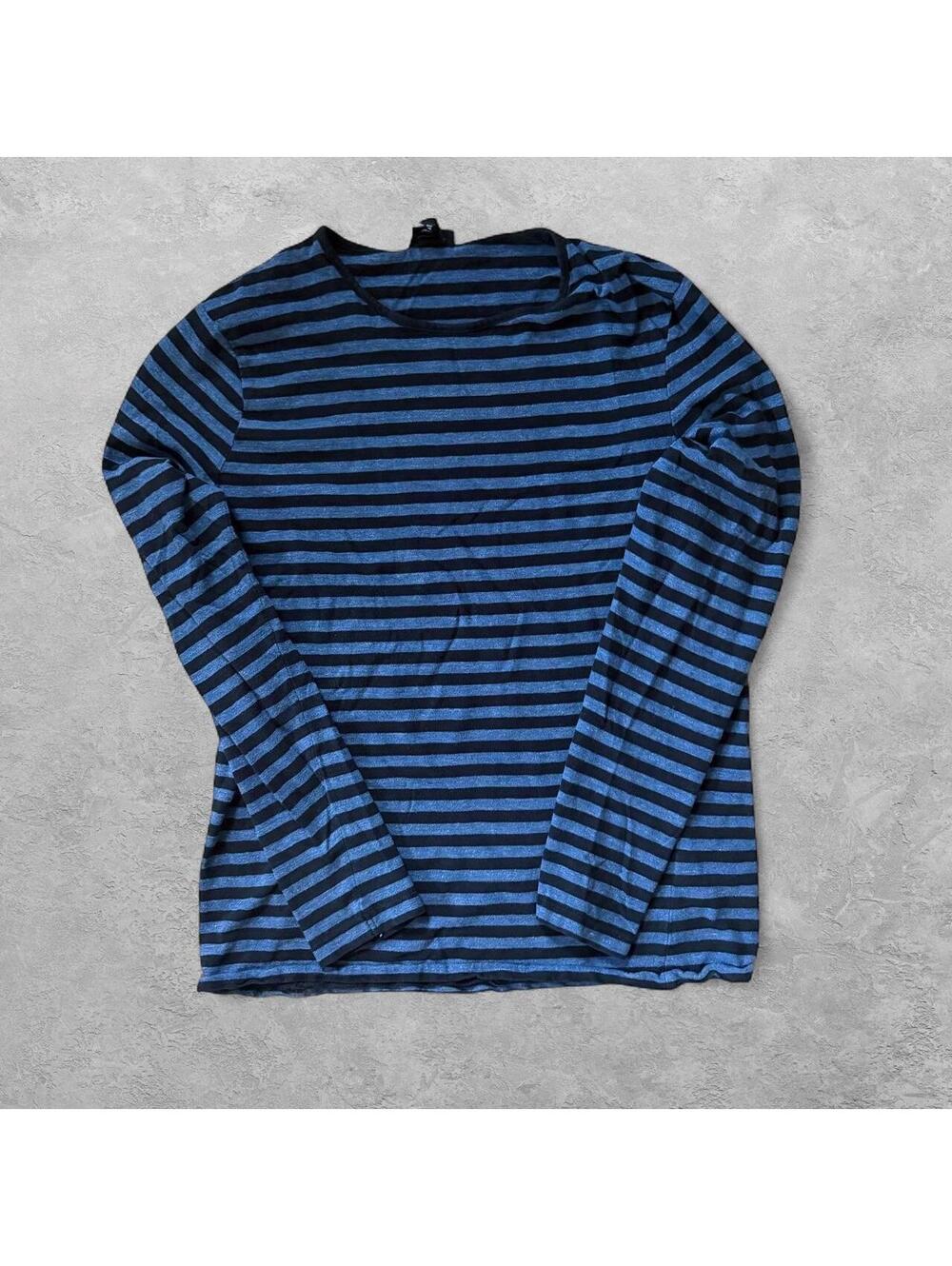 H&M Blue & Black Striped Long Sleeve Shirt - Sz M